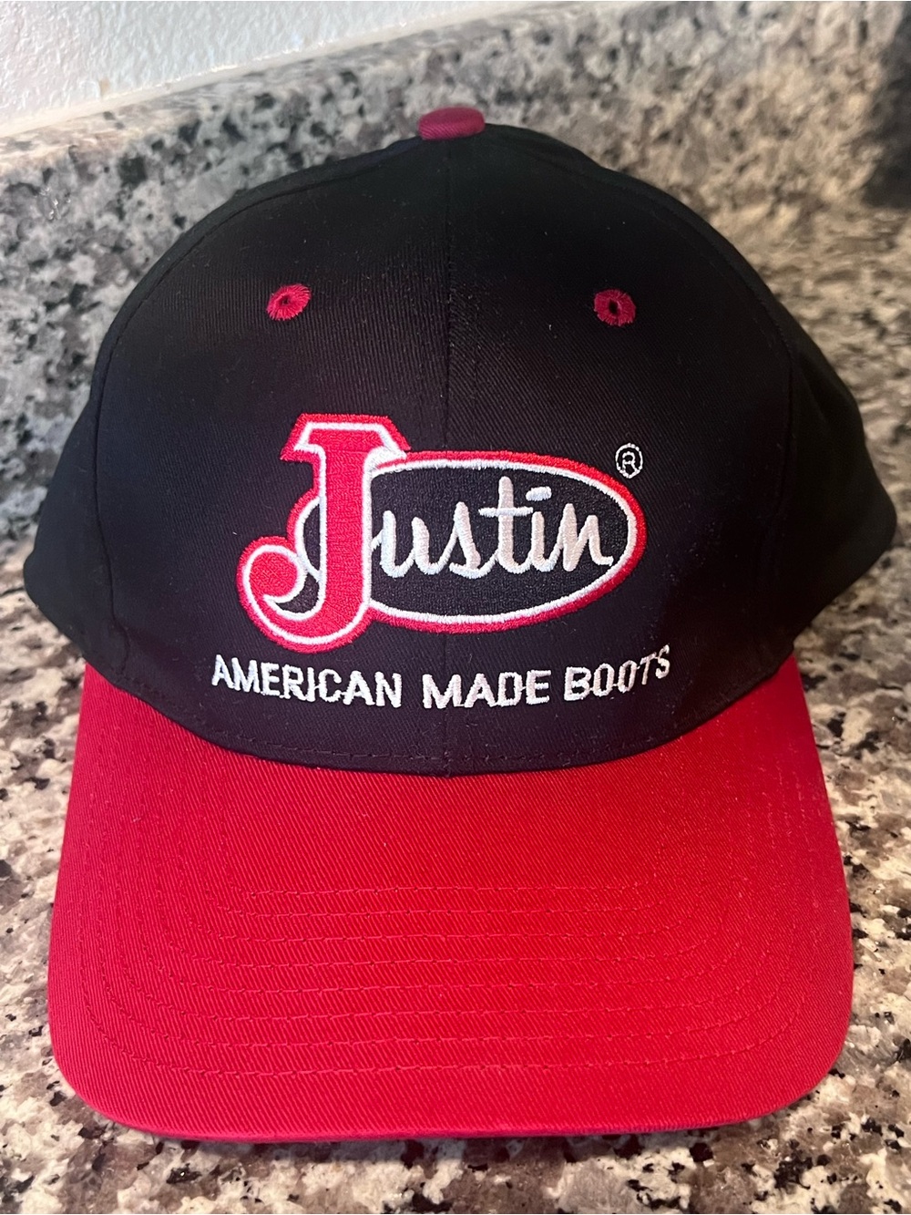 Justin American Made Boots Boots Black and Red Logo Baseball Cap